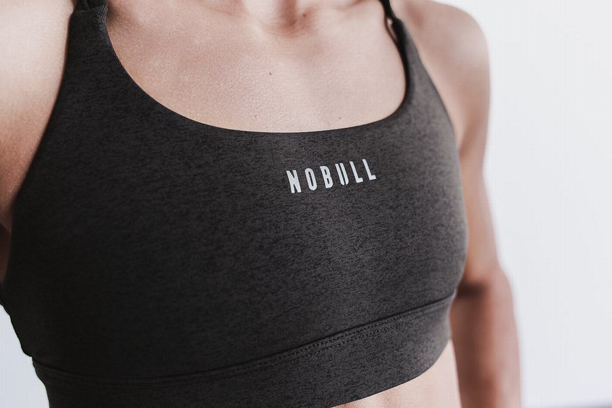Nobull Plush Heather Women's Sports Bras Black | Australia (BY5871)